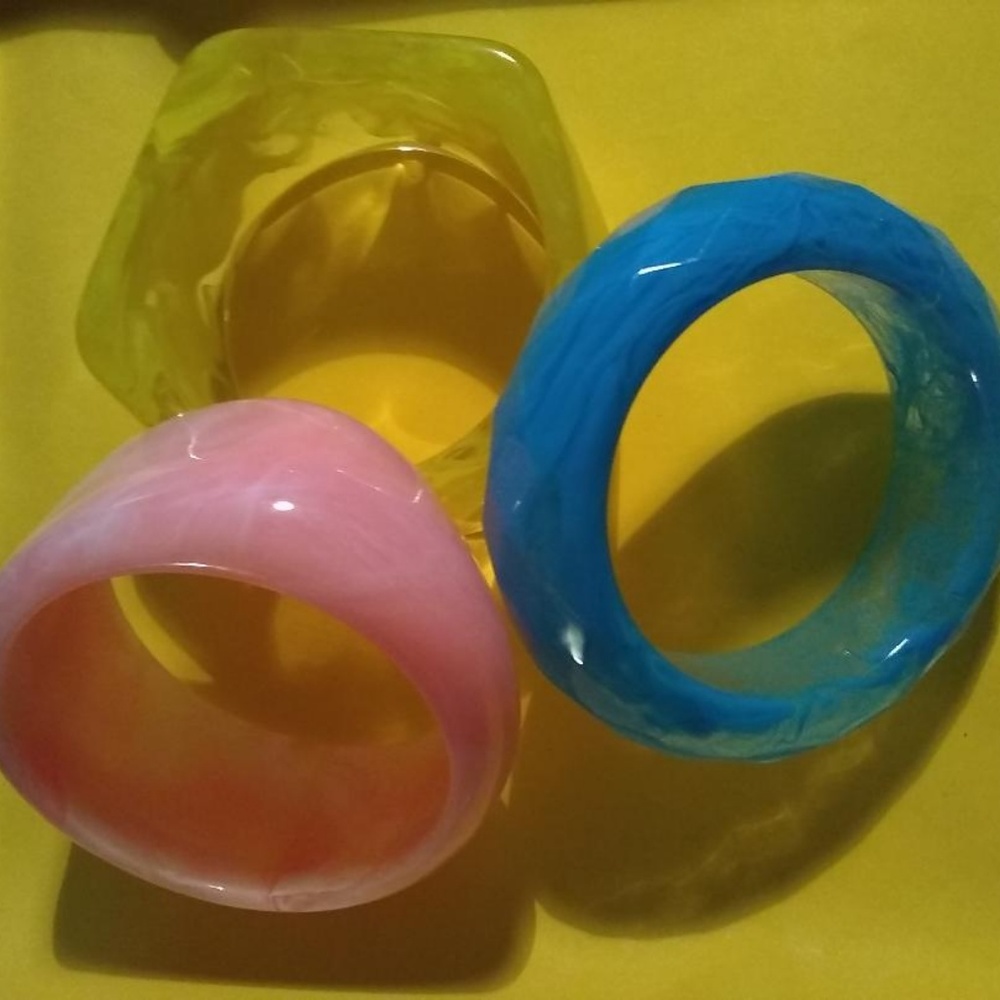 Women's Pink + Blue + Yellow Swirl Bracelets